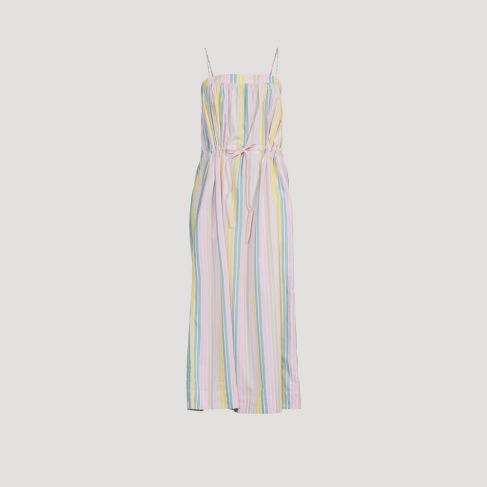 GANNI Cotton Midi Dress In Striped Print size US 8 - Picture 3 of 16